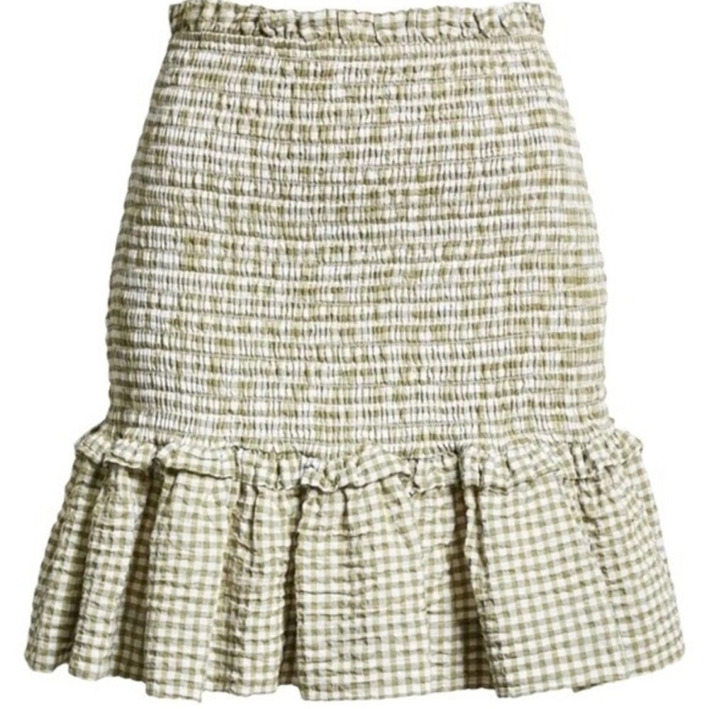 Veronica Beard Green and White Mini Skirt